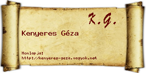 Kenyeres Géza névjegykártya