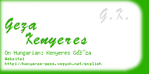geza kenyeres business card